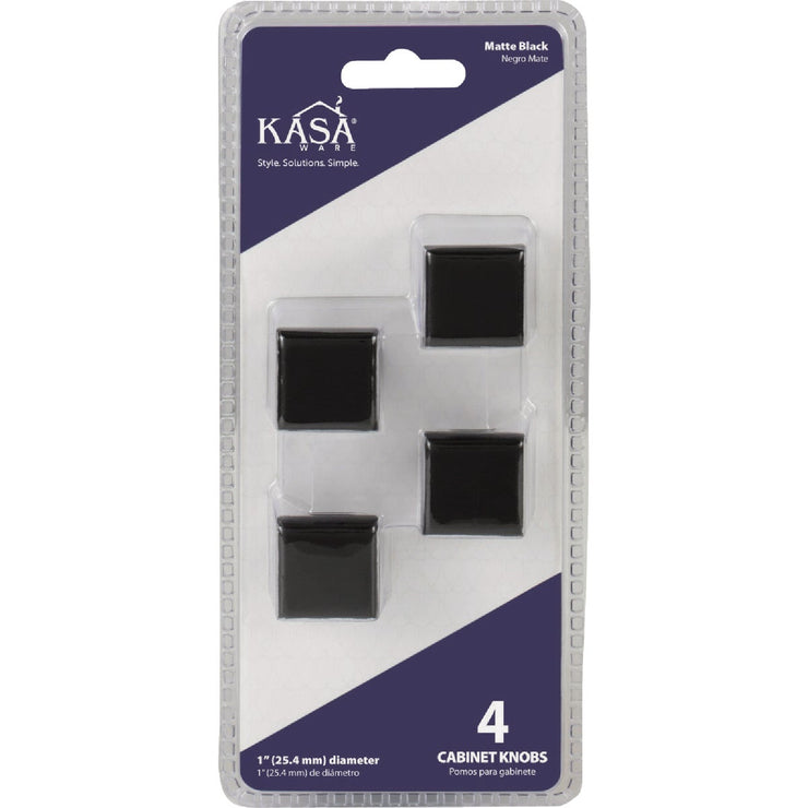 Image of KasaWare 1 In. Diameter Matte Black Flared Foot Square Knob (4-Pack)