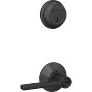Image of Schlage Matte Black Single Cylinder Deadbolt & Keyed Entry Latitude Lever Combo