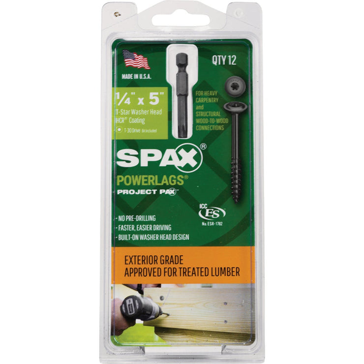 Image of SPAX 1/4 X 5 In. PowerLag Washer Head T-30 HCR (Exterior Rated) Lag Screw Power Pax (12-Count)