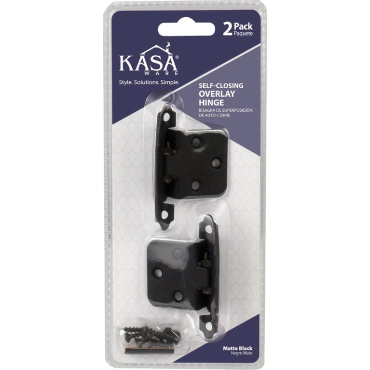 Image of KasaWare Matte Black Self-Closing Overlay Hinges (2-Pack)
