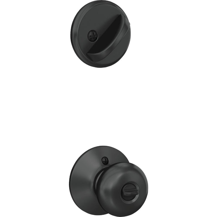 Image of Schlage Matte Black Single Cylinder Deadbolt & Plymouth Keyed Entry Knob
