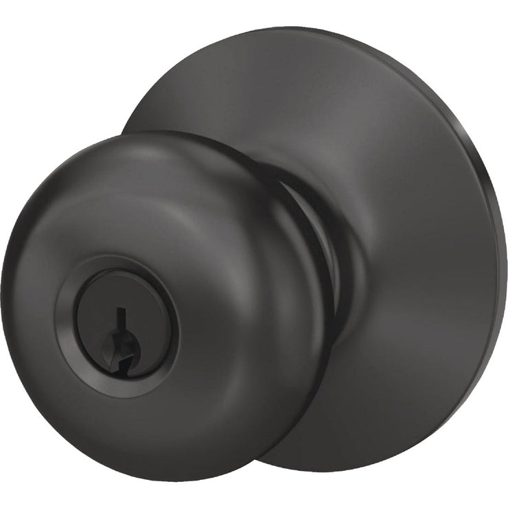 Image of Schlage Plymouth Matte Black Knob Keyed Entry