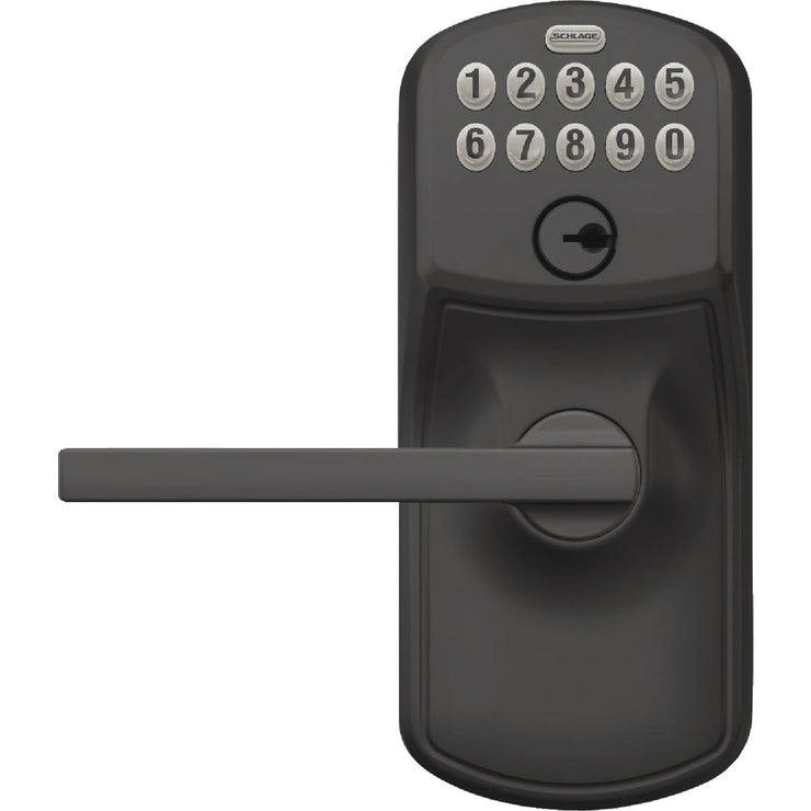 Image of Schlage Plymouth Matte Black Electronic Keypad Entry Latitude Lever
