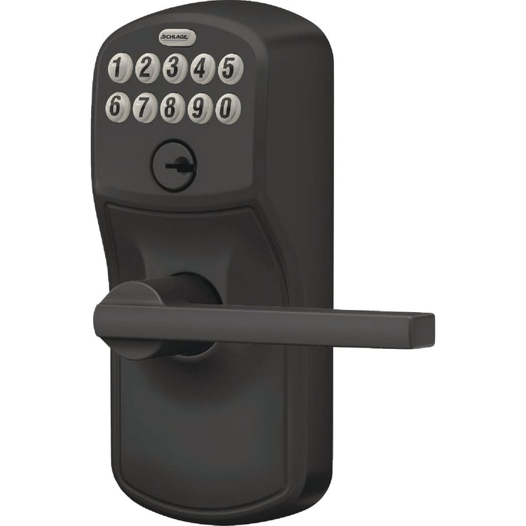 Image of Schlage Plymouth Matte Black Electronic Keypad Entry Latitude Lever