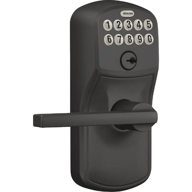 Image of Schlage Plymouth Matte Black Electronic Keypad Entry Latitude Lever