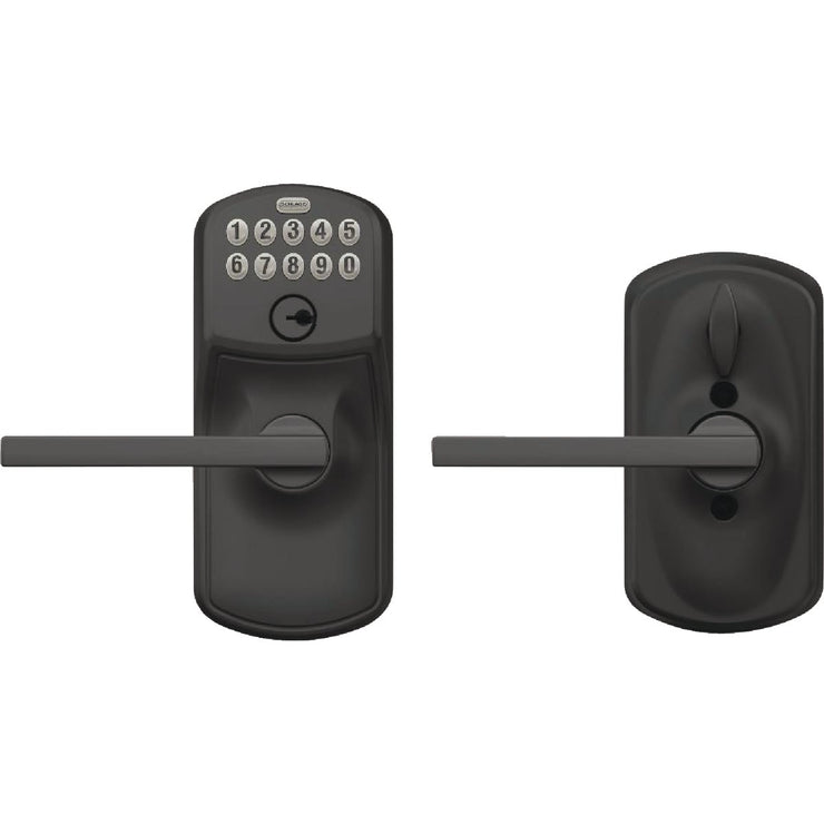 Image of Schlage Plymouth Matte Black Electronic Keypad Entry Latitude Lever