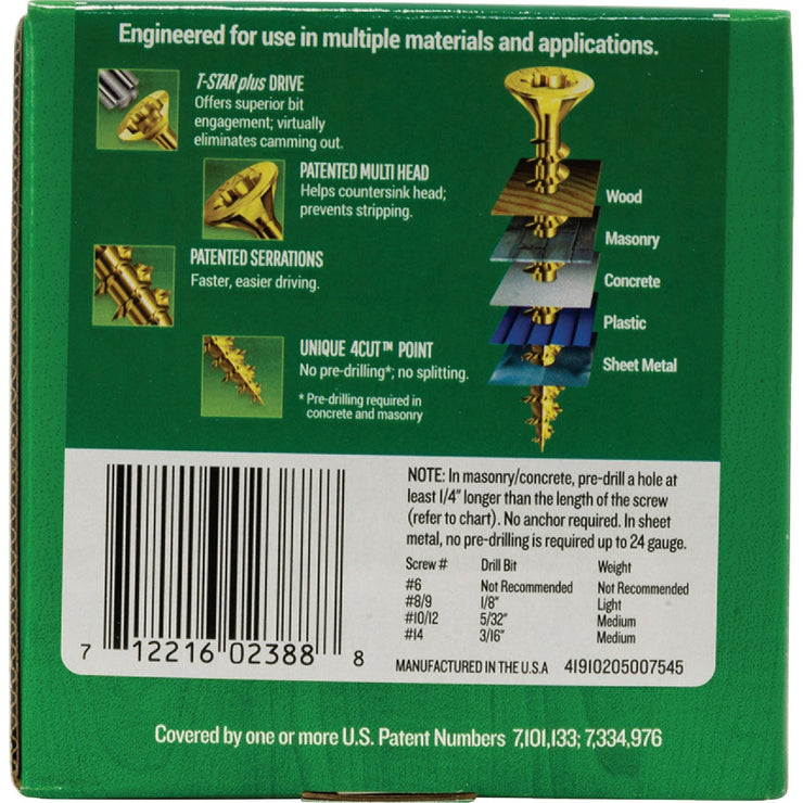 Image of SPAX 10 x 3 In. Flat Head T-20+ Yellow Zinc (Exterior Rated) 1 Lb. (200-Count)