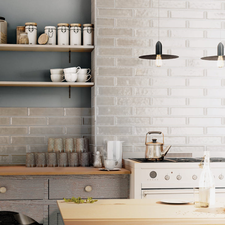 Image of Emser Raku 3 In. x 12 In. Glossy Silver Ceramic Wall Tile with Hand Glazed Inverted Visual (6.29 Sq. Ft./Case)