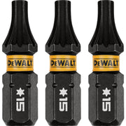 Image of DEWALT FlexTorq 1 In. T15 TORX Impact Screwdriver Bit (3-Pack)