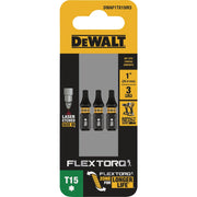 Image of DEWALT FlexTorq 1 In. T15 TORX Impact Screwdriver Bit (3-Pack)