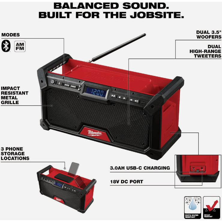 Image of Milwaukee M18 Bluetooth Cordless Jobsite Radio (Tool Only)