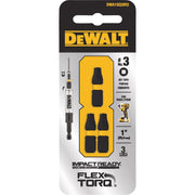 Image of DEWALT FlexTorq 1 In. #2 Square Insert Impact Screwdriver Bit (3-Pack)