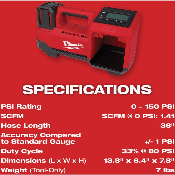 Image of Milwaukee M18 18V Lithium-Ion 150 psi Cordless Inflator (Tool Only)