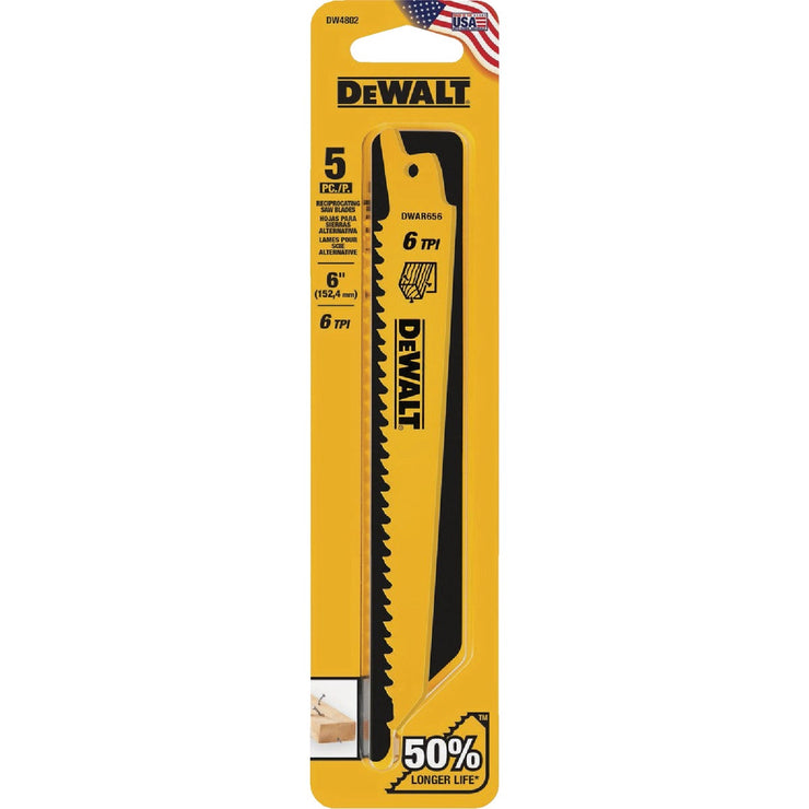 Image of DEWALT 6 In. 6 TPI Bi-Metal Taper Reciprocating Saw Blade (2-Pack)