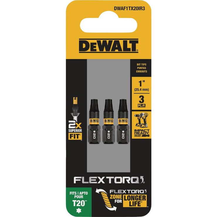 Image of DEWALT FlexTorq 1 In. T20 TORX Impact Screwdriver Bit (3-Pack)