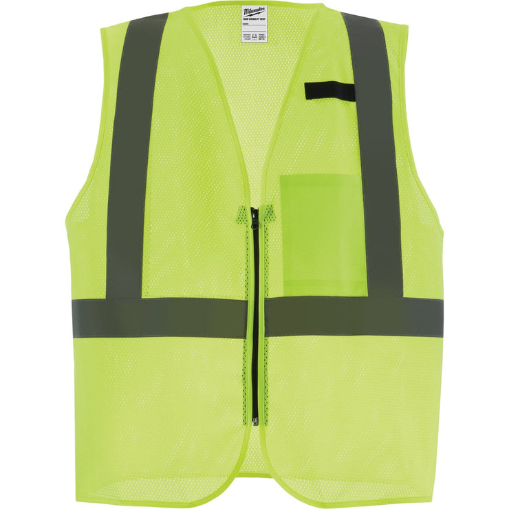 Image of Milwaukee Class 2 High Visibility Yellow Mesh One Pocket Safety Vest, S/M