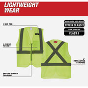 Image of Milwaukee Class 2 High Visibility Yellow Mesh One Pocket Safety Vest, S/M