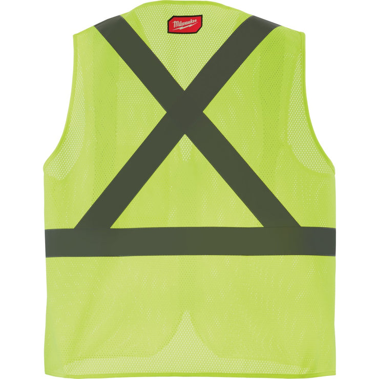 Image of Milwaukee Class 2 High Visibility Yellow Mesh One Pocket Safety Vest, S/M