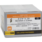 Image of Pro-Fit 3-1/4 In. x .131 In. 30 Degree Paper Tape Smooth Shank Round Head Brite Collated Stick Nails (2500 Ct.)