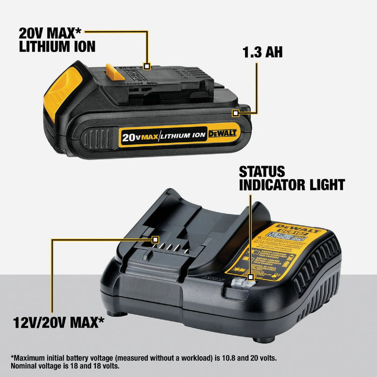 Image of DEWALT 20V MAX 2-Tool Brushless Compact Cordless Drill/Driver & Impact Driver Combo Kit with (2) 1.3 Ah Batteries & Charger