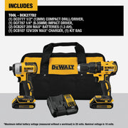 Image of DEWALT 20V MAX 2-Tool Brushless Compact Cordless Drill/Driver & Impact Driver Combo Kit with (2) 1.3 Ah Batteries & Charger