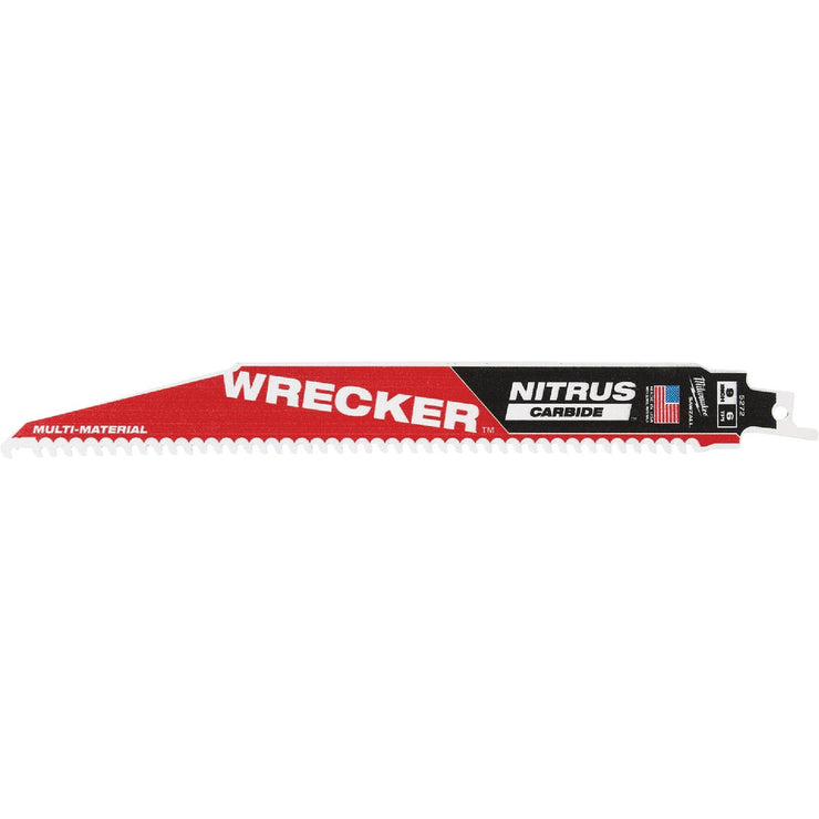 Image of Milwaukee SAWZALL The WRECKER 9 In. 6 TPI Multi-Material Demolition Reciprocating Saw Blade with Nitrus Carbide Teeth