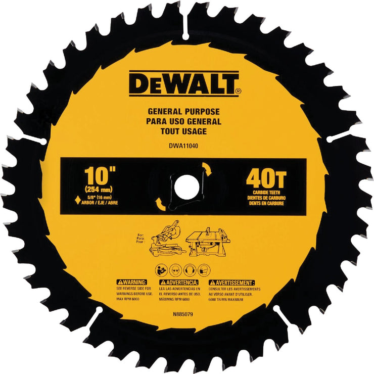 Image of DEWALT 10 In. 40-Tooth General Purpose Circular Saw Blade