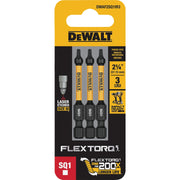 Image of DEWALT FlexTorq 2-1/4 In. #1 Square Insert Impact Screwdriver Bit (3-Pack)