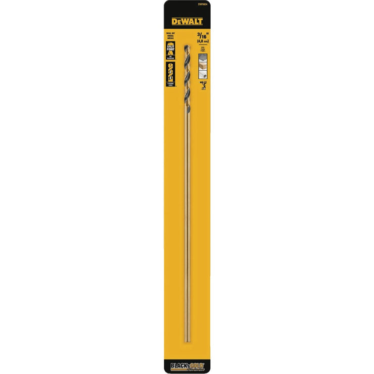 Image of DeWalt 3/16 In. x 12 In. Black & Gold Oxide Drill Bit