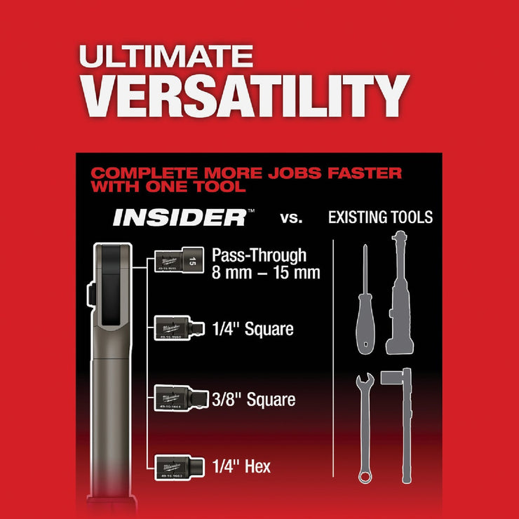 Image of Milwaukee M12 FUEL INSIDER Brushless 1/4 In. to 3/8 In. Extended Reach Cordless Box Ratchet (Tool Only)