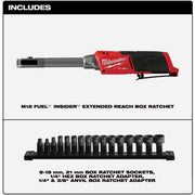 Image of Milwaukee M12 FUEL INSIDER Brushless 1/4 In. to 3/8 In. Extended Reach Cordless Box Ratchet (Tool Only)