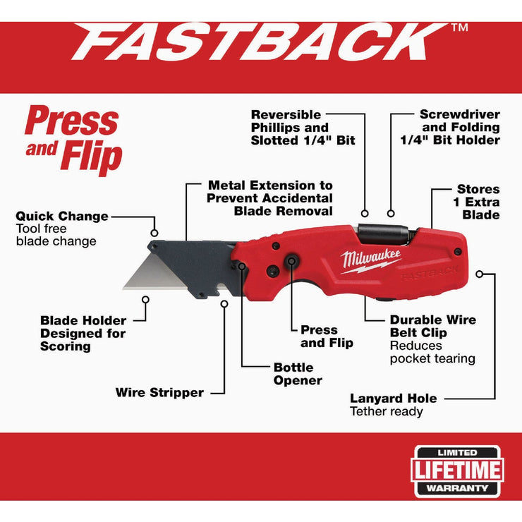 Image of Milwaukee FASTBACK 6 in 1 Folding Utility Knife