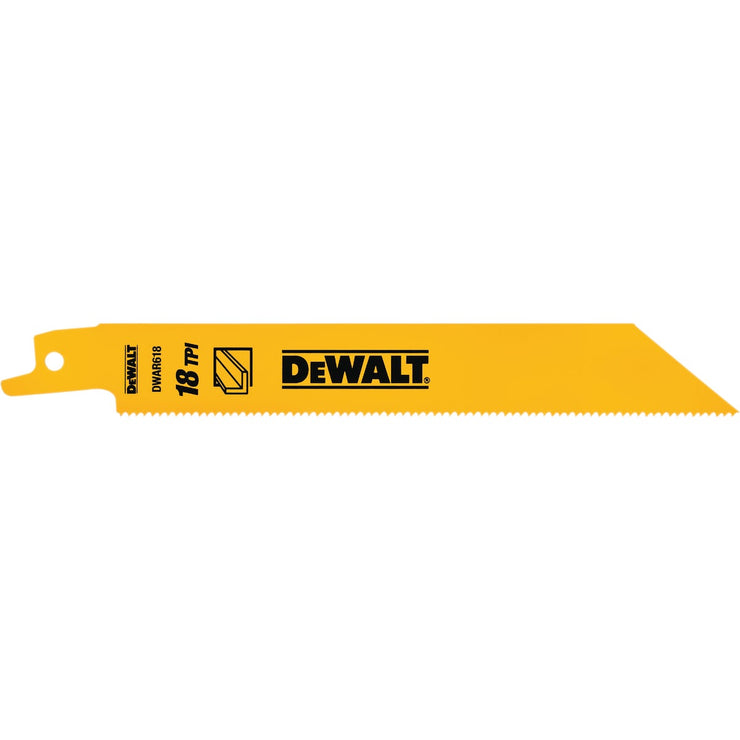 Image of DEWALT 6 In. 18 TPI Bi-Metal Metal Reciprocating Saw Blade (5-Pack)