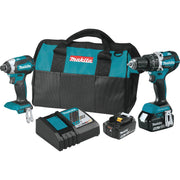 Image of Makita 2-Tool 18 Volt LXT Lithium-Ion Brushless Compact Hammer Drill/Driver & Impact Driver Cordless Tool Combo Kit
