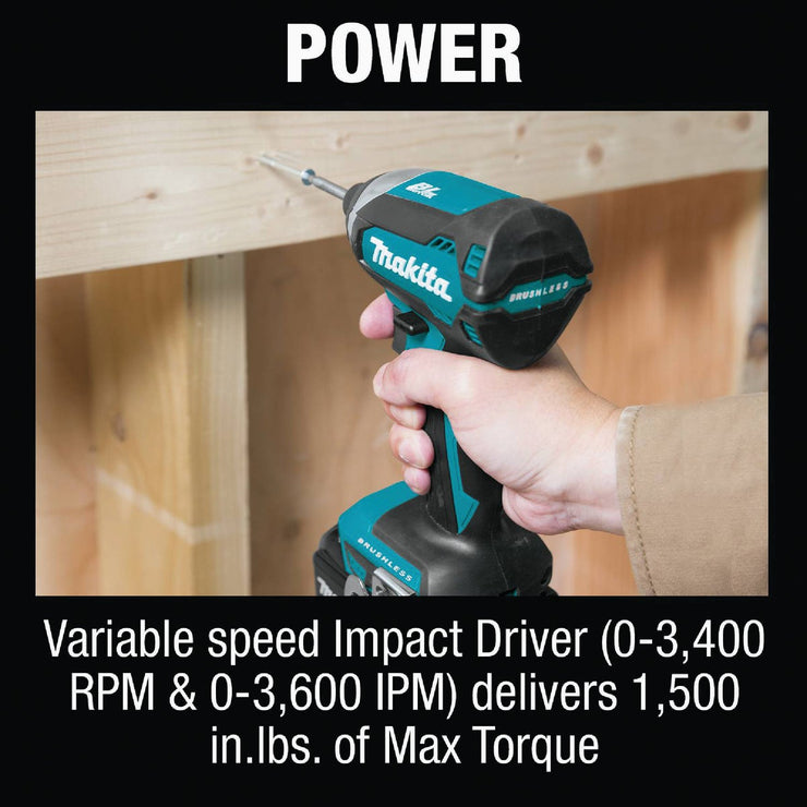 Image of Makita 2-Tool 18 Volt LXT Lithium-Ion Brushless Compact Hammer Drill/Driver & Impact Driver Cordless Tool Combo Kit
