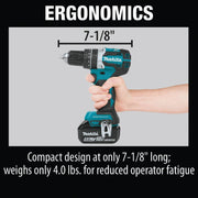 Image of Makita 2-Tool 18 Volt LXT Lithium-Ion Brushless Compact Hammer Drill/Driver & Impact Driver Cordless Tool Combo Kit