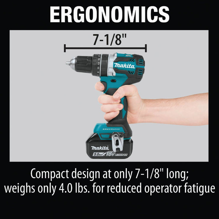 Image of Makita 2-Tool 18 Volt LXT Lithium-Ion Brushless Compact Hammer Drill/Driver & Impact Driver Cordless Tool Combo Kit
