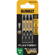 Image of DEWALT FlexTorq 2 In. T15 TORX Impact Screwdriver Bit (3-Pack)