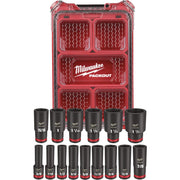 Image of Milwaukee SHOCKWAVE Standard 1/2 In. Drive 6-Point Deep Impact Driver Set with PACKOUT Organizer (15-Piece)