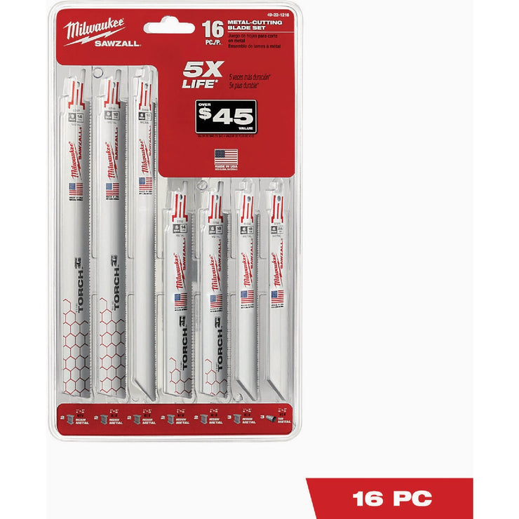 Image of Milwaukee SAWZALL 16-Piece Multi-Material Reciprocating Saw Blade Set