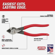 Image of Milwaukee 7 In. Dipped Grip Diagonal Cutting Pliers