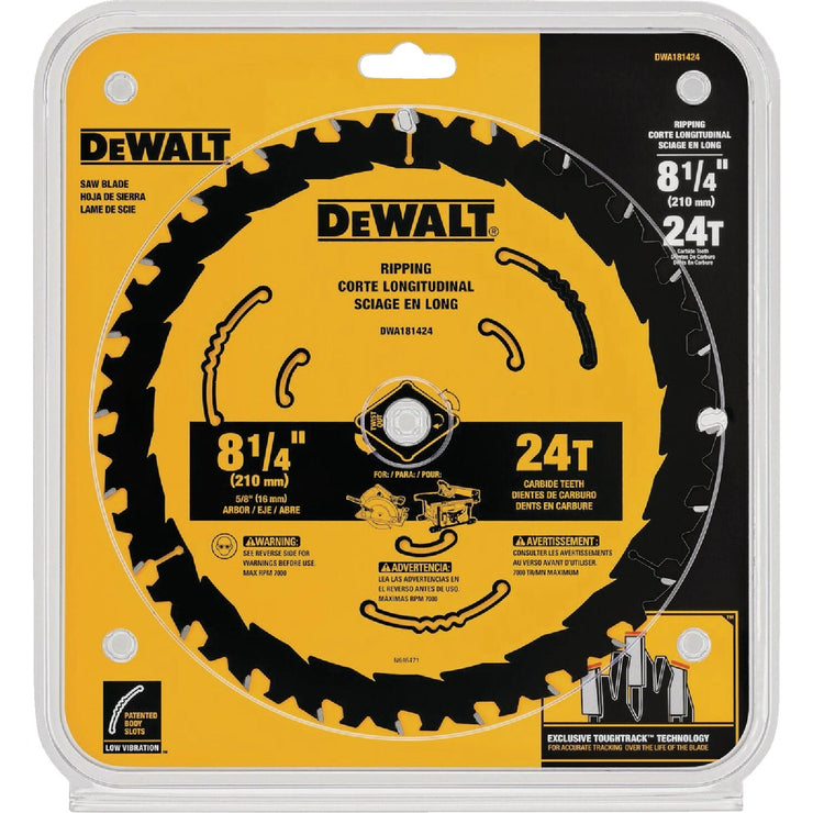 Image of DEWALT 8-1/4 In. 24-Tooth Framing /Ripping Blister Circular Saw Blade