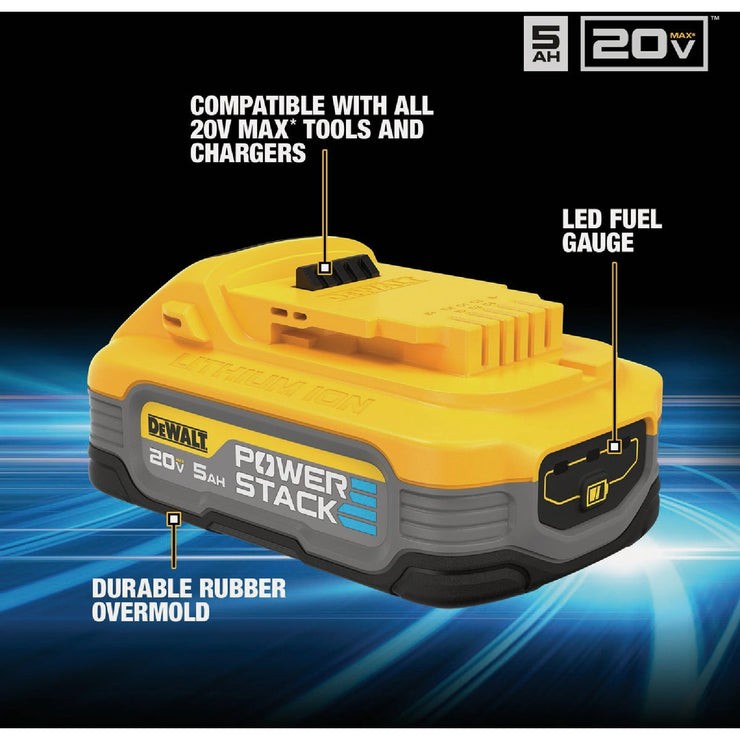 Image of DEWALT POWERSTACK 20 Volt MAX Lithium-Ion 5.0 Ah Tool Battery