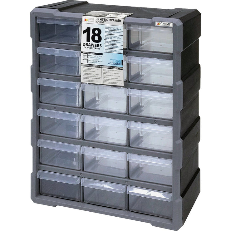 Image of Quantum Storage 18-Drawer Clear Plastic Parts Drawer Cabinet