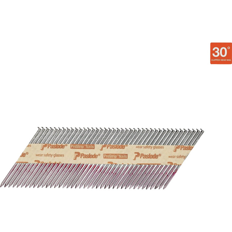 Image of Paslode 3 In. x 0.131 In. 30 Degree Paper Tape Brite Smooth Shank RounDrive Framing Nails (2500 Ct.)
