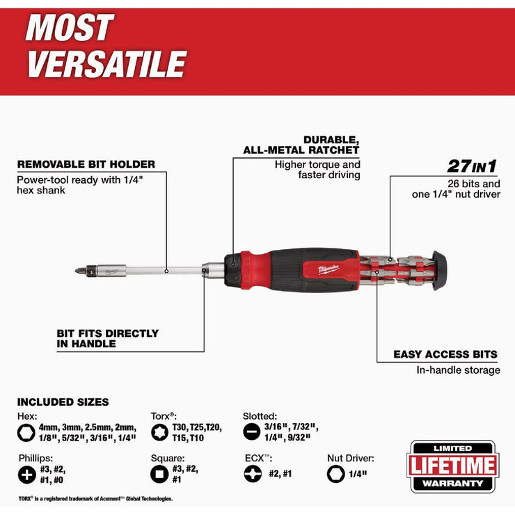 Image of Milwaukee 27-in-1 Multi-Bit Ratcheting Screwdriver