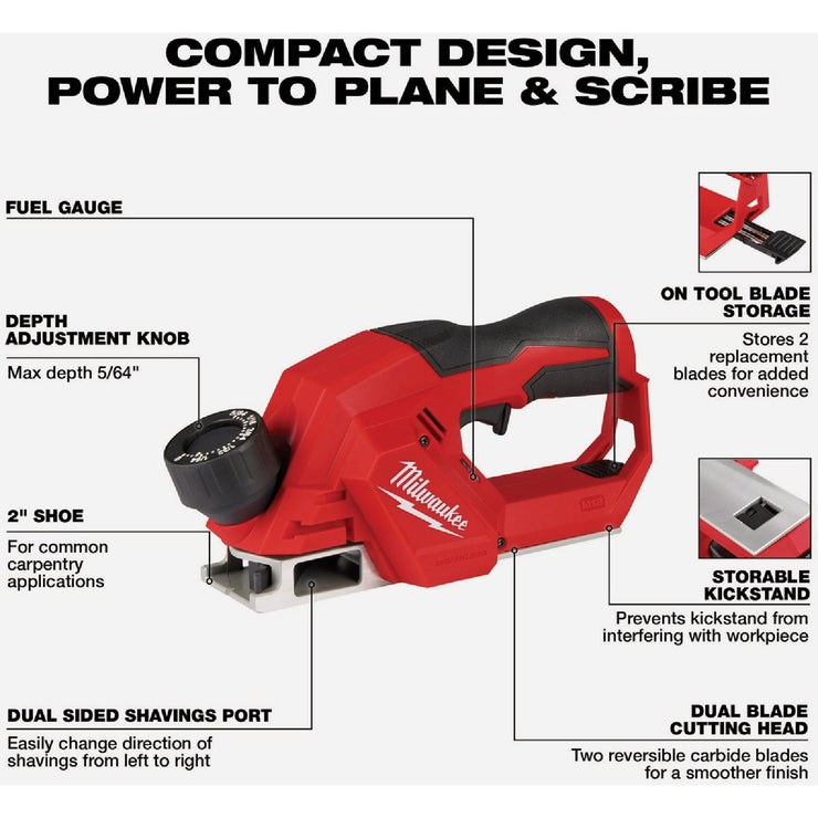 Image of Milwaukee M12 Brushless 2 In. Cordless Planer (Tool Only)
