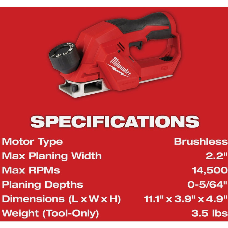 Image of Milwaukee M12 Brushless 2 In. Cordless Planer (Tool Only)
