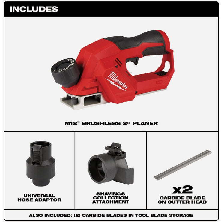 Image of Milwaukee M12 Brushless 2 In. Cordless Planer (Tool Only)