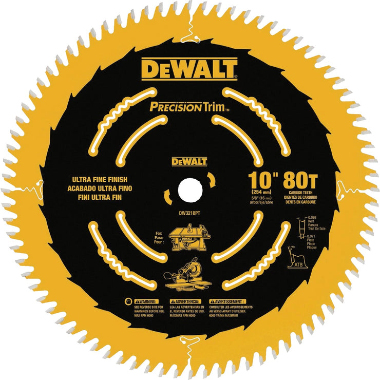 Image of DEWALT 10 In. 80-Tooth Fine Finish Circular Saw Blade